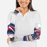 North Korea Flag Day Spirit Of North Korea Arm Sleeves Flying Crane Graphic With Tiger Portrait And Magnolia Flowers