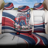 North Korea Flag Day Spirit Of North Korea Back Car Seat Cover Flying Crane Graphic With Tiger Portrait And Magnolia Flowers