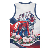 North Korea Flag Day Spirit Of North Korea Basketball Jersey Flying Crane Graphic With Tiger Portrait And Magnolia Flowers
