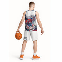 North Korea Flag Day Spirit Of North Korea Basketball Jersey Flying Crane Graphic With Tiger Portrait And Magnolia Flowers