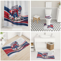 North Korea Flag Day Spirit Of North Korea Bathroom Set Flying Crane Graphic With Tiger Portrait And Magnolia Flowers