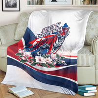 North Korea Flag Day Spirit Of North Korea Blanket Flying Crane Graphic With Tiger Portrait And Magnolia Flowers