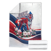 North Korea Flag Day Spirit Of North Korea Blanket Flying Crane Graphic With Tiger Portrait And Magnolia Flowers