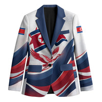 North Korea Flag Day Spirit Of North Korea Blazer Flying Crane Graphic With Tiger Portrait And Magnolia Flowers