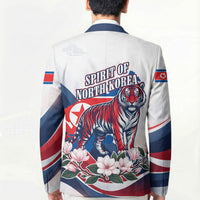 North Korea Flag Day Spirit Of North Korea Blazer Flying Crane Graphic With Tiger Portrait And Magnolia Flowers