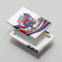 North Korea Flag Day Spirit Of North Korea Canvas Wall Art Flying Crane Graphic With Tiger Portrait And Magnolia Flowers