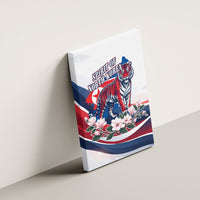 North Korea Flag Day Spirit Of North Korea Canvas Wall Art Flying Crane Graphic With Tiger Portrait And Magnolia Flowers
