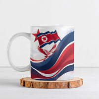 North Korea Flag Day Spirit Of North Korea Ceramic Mug Flying Crane Graphic With Tiger Portrait And Magnolia Flowers