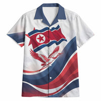 North Korea Flag Day Spirit Of North Korea Hawaiian Shirt Flying Crane Graphic With Tiger Portrait And Magnolia Flowers