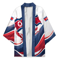 North Korea Flag Day Spirit Of North Korea Kimono Flying Crane Graphic With Tiger Portrait And Magnolia Flowers