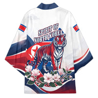 North Korea Flag Day Spirit Of North Korea Kimono Flying Crane Graphic With Tiger Portrait And Magnolia Flowers