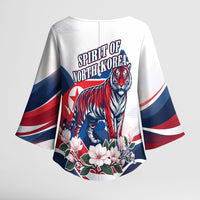 North Korea Flag Day Spirit Of North Korea Kimono Sleeve Blouse Flying Crane Graphic With Tiger Portrait And Magnolia Flowers