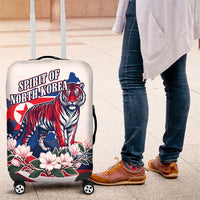 North Korea Flag Day Spirit Of North Korea Luggage Cover Flying Crane Graphic With Tiger Portrait And Magnolia Flowers