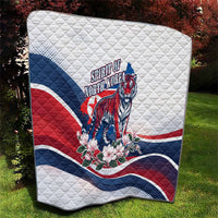 North Korea Flag Day Spirit Of North Korea Quilt Flying Crane Graphic With Tiger Portrait And Magnolia Flowers