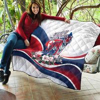 North Korea Flag Day Spirit Of North Korea Quilt Flying Crane Graphic With Tiger Portrait And Magnolia Flowers