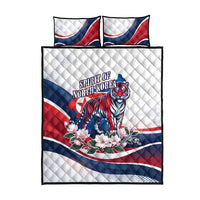 North Korea Flag Day Spirit Of North Korea Quilt Bed Set Flying Crane Graphic With Tiger Portrait And Magnolia Flowers