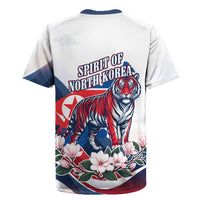 North Korea Flag Day Spirit Of North Korea Rugby Jersey Flying Crane Graphic With Tiger Portrait And Magnolia Flowers