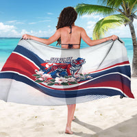 North Korea Flag Day Spirit Of North Korea Sarong Flying Crane Graphic With Tiger Portrait And Magnolia Flowers