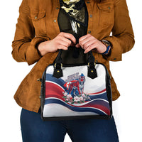 North Korea Flag Day Spirit Of North Korea Shoulder Handbag Flying Crane Graphic With Tiger Portrait And Magnolia Flowers