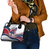 North Korea Flag Day Spirit Of North Korea Shoulder Handbag Flying Crane Graphic With Tiger Portrait And Magnolia Flowers
