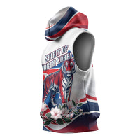 North Korea Flag Day Spirit Of North Korea Sleeveless Hoodie Flying Crane Graphic With Tiger Portrait And Magnolia Flowers
