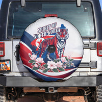 North Korea Flag Day Spirit Of North Korea Spare Tire Cover Flying Crane Graphic With Tiger Portrait And Magnolia Flowers