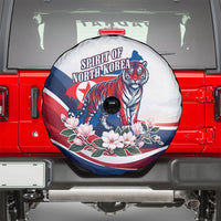 North Korea Flag Day Spirit Of North Korea Spare Tire Cover Flying Crane Graphic With Tiger Portrait And Magnolia Flowers