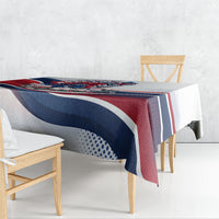 North Korea Flag Day Spirit Of North Korea Tablecloth Flying Crane Graphic With Tiger Portrait And Magnolia Flowers