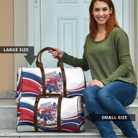 North Korea Flag Day Spirit Of North Korea Travel Bag Flying Crane Graphic With Tiger Portrait And Magnolia Flowers