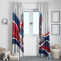 North Korea Flag Day Spirit Of North Korea Window Curtain Flying Crane Graphic With Tiger Portrait And Magnolia Flowers