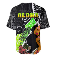 Hawaii Hula Girl Baseball Jersey Hula Girl Polynesian Tattoo Gradient - Wonder Print Shop