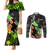 hawaii-hula-girl-couples-matching-mermaid-dress-and-long-sleeve-button-shirts-hula-girl-polynesian-tattoo-gradient