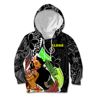 Hawaii Hula Girl Kid Hoodie Hula Girl Polynesian Tattoo Gradient - Wonder Print Shop