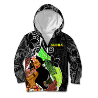 Hawaii Hula Girl Kid Hoodie Hula Girl Polynesian Tattoo Gradient - Wonder Print Shop