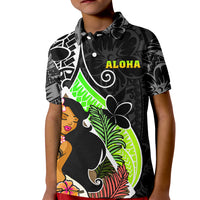 Hawaii Hula Girl Kid Polo Shirt Hula Girl Polynesian Tattoo Gradient - Wonder Print Shop