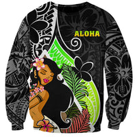 Hawaii Hula Girl Sweatshirt Hula Girl Polynesian Tattoo Gradient - Wonder Print Shop