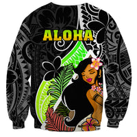 Hawaii Hula Girl Sweatshirt Hula Girl Polynesian Tattoo Gradient - Wonder Print Shop