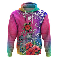 Hawaii Turtle Hoodie Turtles Hibiscus With Hawaii Pattern Gradient - Wonder Print Shop