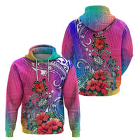 Hawaii Turtle Hoodie Turtles Hibiscus With Hawaii Pattern Gradient - Wonder Print Shop