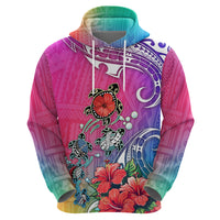 Hawaii Turtle Hoodie Turtles Hibiscus With Hawaii Pattern Gradient - Wonder Print Shop