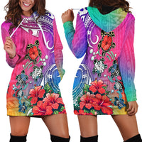Hawaii Turtle Hoodie Dress Turtles Hibiscus With Hawaii Pattern Gradient - Wonder Print Shop