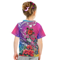 Hawaii Turtle Kid T Shirt Turtles Hibiscus With Hawaii Pattern Gradient - Wonder Print Shop