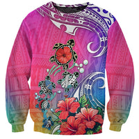 Hawaii Turtle Sweatshirt Turtles Hibiscus With Hawaii Pattern Gradient - Wonder Print Shop