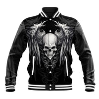 Skull and Wings Baseball Jacket Even The Devil Was Once An Angel - Wonder Print Shop