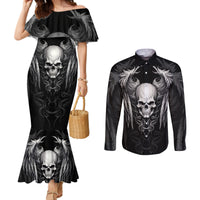 skull-and-wings-couples-matching-mermaid-dress-and-long-sleeve-button-shirts-even-the-devil-was-once-an-angel