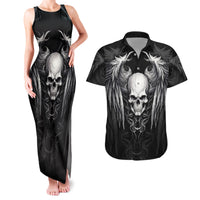 Skull and Wings Couples Matching Tank Maxi Dress and Hawaiian Shirt Even The Devil Was Once An Angel - Wonder Print Shop