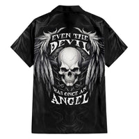 Skull and Wings Family Matching Long Sleeve Bodycon Dress and Hawaiian Shirt Even The Devil Was Once An Angel - Wonder Print Shop