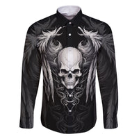 Skull and Wings Family Matching Long Sleeve Bodycon Dress and Hawaiian Shirt Even The Devil Was Once An Angel - Wonder Print Shop