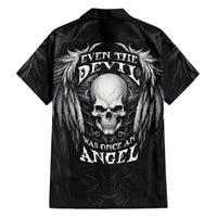 Skull and Wings Family Matching Short Sleeve Bodycon Dress and Hawaiian Shirt Even The Devil Was Once An Angel - Wonder Print Shop