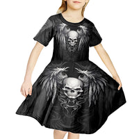 Skull and Wings Kid Short Sleeve Dress Even The Devil Was Once An Angel - Wonder Print Shop